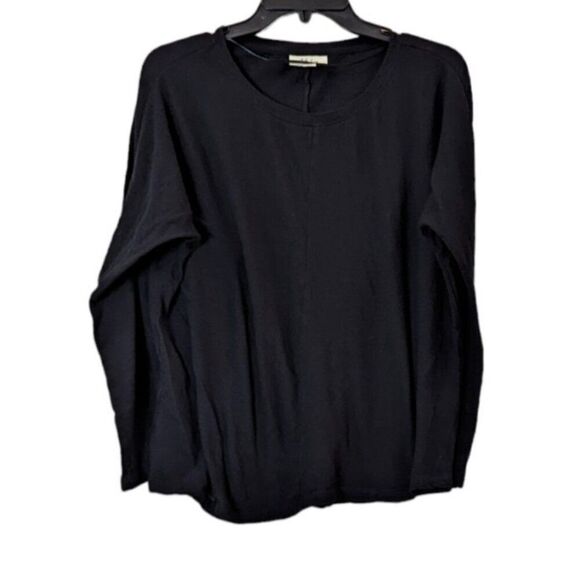 Style & Co Womens M Black T-Shirt Solid Long Sleeve Round Neck Pullover Regular - Picture 1 of 9